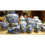 ASSORTED MODERN BLUE & WHITE PORCELAIN & POTTERY including large Chinese-style baluster jar, set