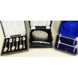 CASED SILVER SCROLL DECORATED BRUSH & COMB SET, BIRMINGHAM 1967, B & Co, together with cased set