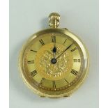 18CT GOLD FANCY FOB WATCH, 34.8gms