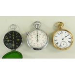 SMITHS SHOCKPROOF STOP WATCH together with gold plated open faced pocket watch and a liquid filled