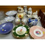 ASSORTED DECORATIVE CABINET PORCELAIN including Royal Crown Derby cabinet plates, continental Helena