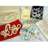 ASSORTED PEARL JEWELLERY comprising Honora Collection necklace and earrings both in boxes, Osaki