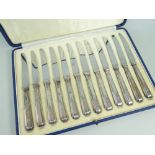 BOXED SET OF GEORGE VI SILVER HANDLED FRUIT KNIVES, SHEFFIELD 1938, MAPPIN & WEBB (12)