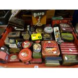 LARGE COLLECTION OF VINTAGE ADVERTISING TINS including biscuit tins, Oxo, Bisto ETC