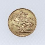 EDWARD VII GOLD SOVEREIGN, 1910, 8gms