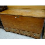 ANTIQUE BOARDED PINE COFFER, with apron drawers, 126 x 51 x 74cms