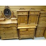 ASSORTED REPRODUCTION PINE BEDROOM FURNITURE, including two pairs of bedside cupboards, dressing