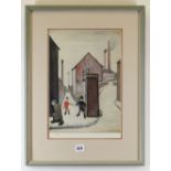 L S LOWRY limited edition (12/850) lithograph - children and other figure in street, entitled '