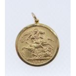 EDWARD VII GOLD SOVEREIGN, 1906, in 9ct gold pendant mount, 9.3gms