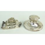 TWO SIMILAR SILVER INKWELLS, one late Victorian of sled design, Birmingham 1899, John Grinsell &