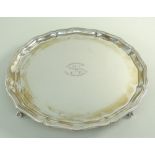 MODERN SILVER SALVER BY BARKER BROS SILVER LTD, BIRMINGHAM 1963, with beaded and shaped edge