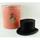 GENTLEMAN'S BLACK SILK TOP HAT BY TRESS & CO. in red Christys London hat box