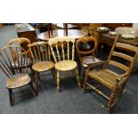 ASSORTED ANTIQUE OCCASIONAL CHAIRS, including provincial beech rocking chair, pair Victorian