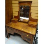 EDWARDIAN MAHOGANY & SATINWOOD CROSSBANDED DRESSING TABLE, with swing mirror, fitted four drawers,