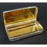GEORGE III SILVER SNUFF BOX of rectangular shape having engraved cartouche and engraved to inner lid