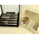 CASED SET OF SIX STERLING SILVER TEASPOONS, 91.9gms, together with cased set of six silver handled