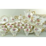 GOOD ROYAL CROWN DERBY 'VINE' PATTERN PART COFFEE & TEA SERVICE each painted with flowers by F