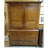 18TH CENTURY PROVINCIAL OAK CUPBOARD, ogee cornice, panelled doors and base, fitted two apron