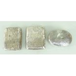 TWO SIMILAR SILVER ENGRAVED CIGARETTE CASES (BIRMINGHAM HALLMARKS) ONE CONTAINING CHEROOT HOLDER