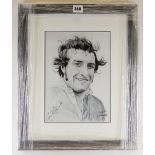 AIDAN CHISELLE black and white print - head and shoulders portrait of Sir Gareth Edwards CBE in