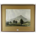 DAVID JOHNS SWEETINGHAM watercolour - Scottish Highlands scene entitled 'The Peak of Glencoe',