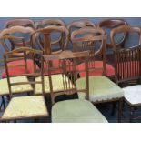 ANTIQUE & VINTAGE CHAIRS, a mixed quantity (14) to include a Harlequin set of eight mahogany balloon