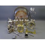 EPNS & OTHER METAL WARE along with a Quartz mantel clock and one other
