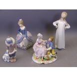 LLADRO & CAPODIMONTE FIGURINES (3 + 1) including a standing Eskimo girl with polar bear cub to her