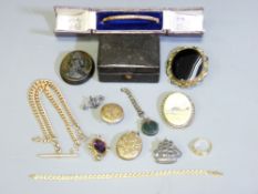 VICTORIAN & LATER GOLD & OTHER JEWELLERY including a 15ct gold diamond and turquoise set ring