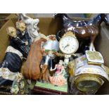 ANIMAL ORNAMENTS, Royal Albert Old Country Roses side plates, decorative mantel clocks and figures