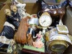 ANIMAL ORNAMENTS, Royal Albert Old Country Roses side plates, decorative mantel clocks and figures