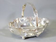 SWING HANDLE SILVER BONBON BASKET, Birmingham 1906, Maker William Henry Sparrow, the lobed sides