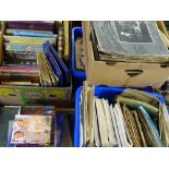 COMMEMORATIVE BOOKS, MAGAZINES, NEWSPAPERS & EPHEMERA, two plastic crates and two boxes with a