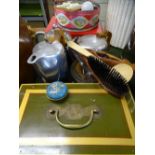 PICQUOT WARE, two items, vintage and later cash boxes, junior billiard balls ETC