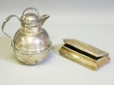 RECTANGULAR LIDDED BOX and a globular jug with lift out cover, Sheffield 1929 by Walker & Hall and