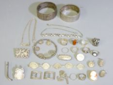 VICTORIAN & LATER JEWELLERY, mainly silver and white metal including a small pair of shoe buckles,