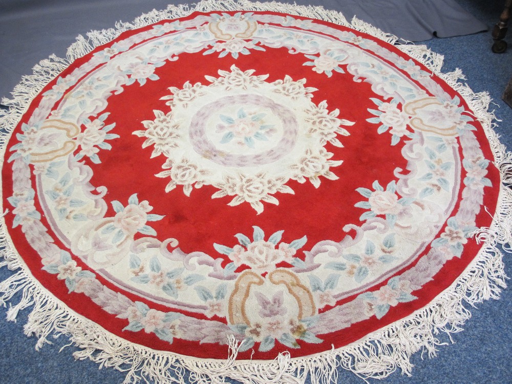 CHINESE WASHED RUG, CIRCULAR, 195cms D