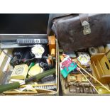 TREEN, VINTAGE AA CAR BADGES and an assortment of other miscellany, also a flatscreen tv E/T ETC