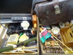 TREEN, VINTAGE AA CAR BADGES and an assortment of other miscellany, also a flatscreen tv E/T ETC