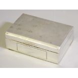 RECTANGULAR PRESENTATION CIGARETTE BOX, Sheffield 1955, maker Walker & Hall, 13.5cms L with engine