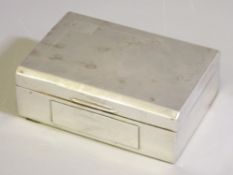 RECTANGULAR PRESENTATION CIGARETTE BOX, Sheffield 1955, maker Walker & Hall, 13.5cms L with engine