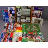 MIXED COLLECTION OF FOOTBALL PROGRAMMES, commemorative and other stamps including a framed group