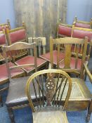 PINE REFECTORY TYPE TABLE, stained, 76cms H x 200cms W x 100cms D and a set of six vintage