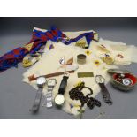 MASONIC REGALIA, GENT'S WRIST WATCHES, flag painted silks and other mixed collectables