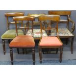 REGENCY MAHOGANY DINING CHAIRS & SIMILAR all with curved top rails (5)