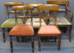 REGENCY MAHOGANY DINING CHAIRS & SIMILAR all with curved top rails (5)