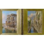 A PROSDOCIMI watercolours, a pair - Venetian scenes, signed left hand side, 34 x 22.5cms