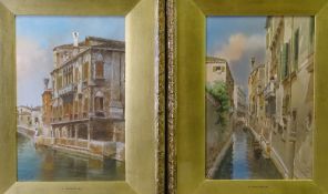 A PROSDOCIMI watercolours, a pair - Venetian scenes, signed left hand side, 34 x 22.5cms