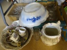 VICTORIAN POTTERY WASH BOWLS, tableware pottery and drinking glassware ETC, a mixed quantity