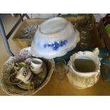 VICTORIAN POTTERY WASH BOWLS, tableware pottery and drinking glassware ETC, a mixed quantity